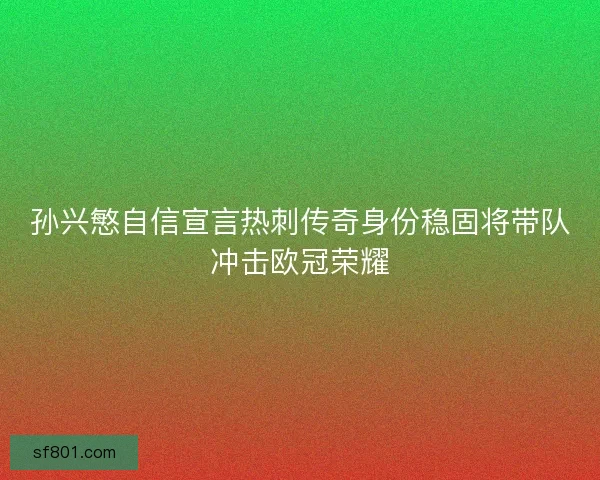 孙兴慜自信宣言热刺传奇身份稳固将带队冲击欧冠荣耀 孙兴慜自信宣言热刺传奇身份稳固将带队冲击欧冠荣耀