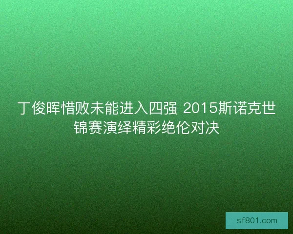 丁俊晖惜败未能进入四强 2015斯诺克世锦赛演绎精彩绝伦对决