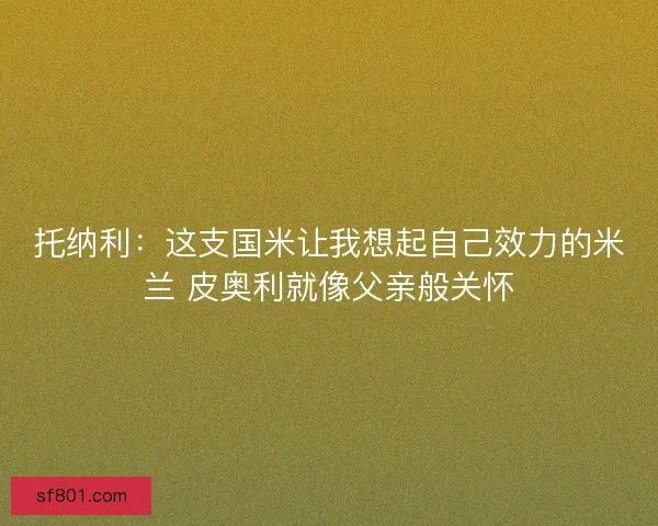 托纳利：这支国米让我想起自己效力的米兰 皮奥利就像父亲般关怀