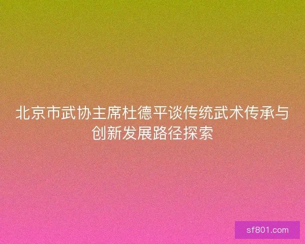 北京市武协主席杜德平谈传统武术传承与创新发展路径探索