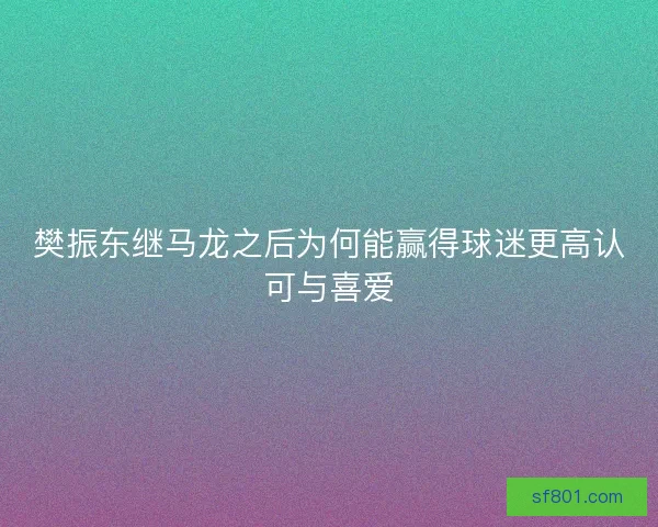 樊振东继马龙之后为何能赢得球迷更高认可与喜爱