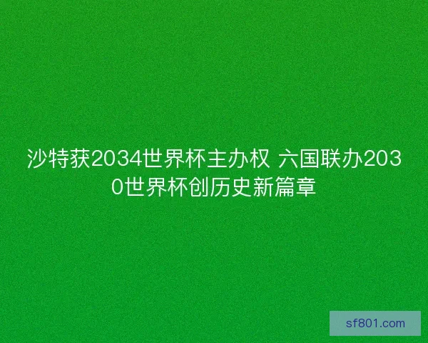 沙特获2034世界杯主办权 六国联办2030世界杯创历史新篇章