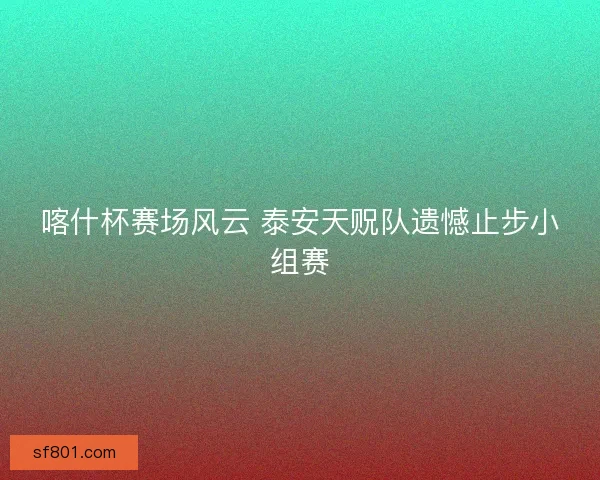 喀什杯赛场风云 泰安天贶队遗憾止步小组赛